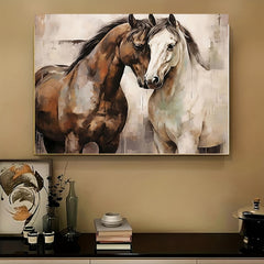 1pc Canvas Wall Art Print | Romantic Couple Horses Illustration | Creative Wall Decor for Home, Bedroom, Kitchen, Living Room, Bathroom | Hotel, Cafe, Office Art Piece | Frameless, Major Material: Other | 12x16 inches
