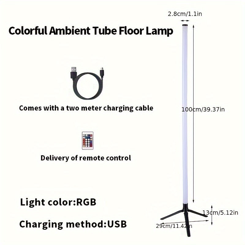 [Smart RGB Floor Lamp] Wireless APP Dimming RGB Floor Lamp, Smart RGB LED Corner Floor Lamp, Simple Living Room Decorative Lamp With Remote Control + USB Cable