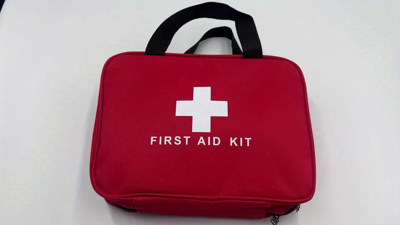 Portable First Aid Kit: Comprehensive and Compact for Home, Car, Camping, and Hiking - Includes Scissors, Tweezers, and More