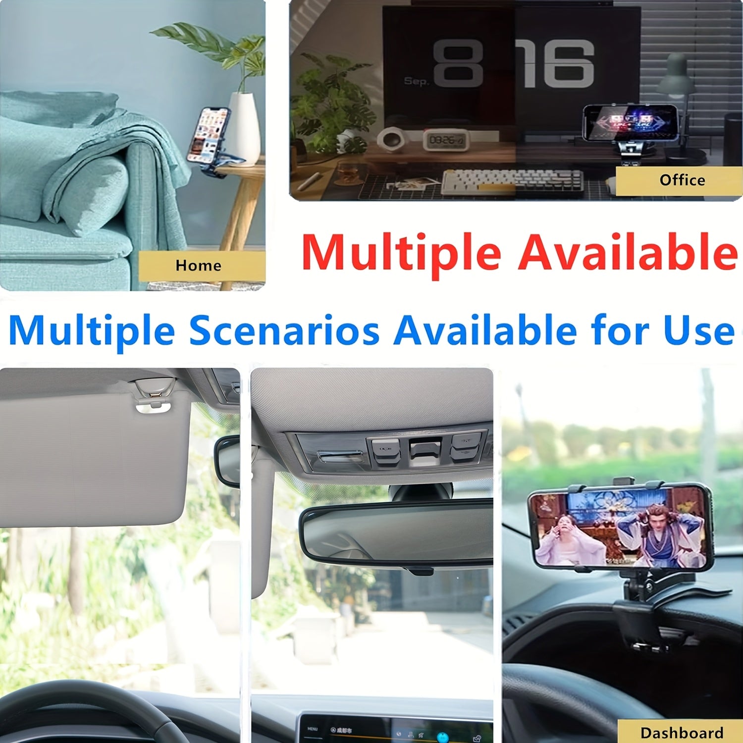Universal Car Phone Holder Mount, 360 Degrees Rotation Dashboard Phone Holder, Car Phone Mount For IPhone, Samsung, Google, Nokia, And 3TB 7" Smartphones