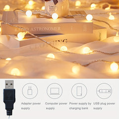 1pc Globe String Light, 10/20/30/40/80 Led Fairy Light, Usb Power, Camping Outdoor Universal Lamp, For Indoor And Outdoor Party Wedding Garden Tree Bedroom Ramadan Valentine's Day Decoration