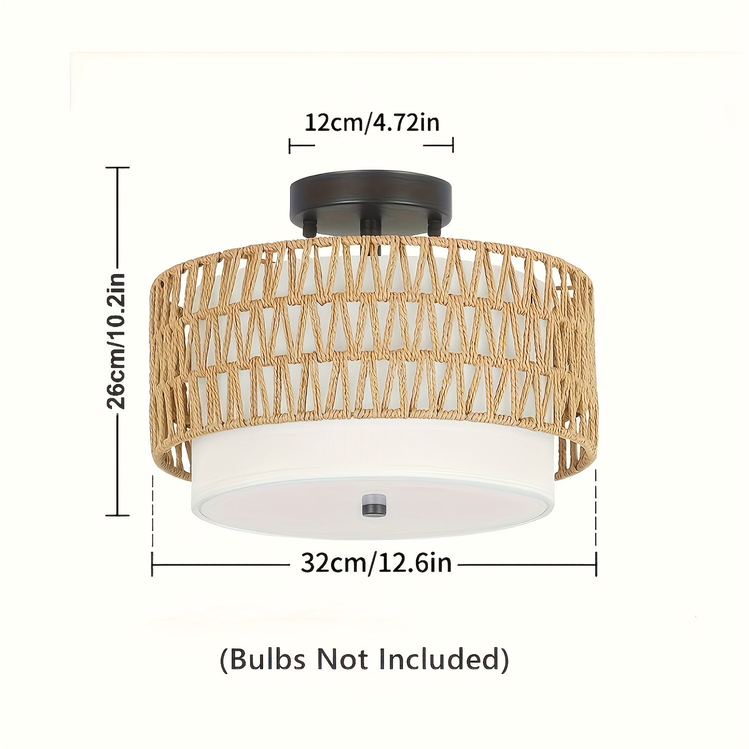 Boho Pendant Light - Semi-Flush Mount Farmhouse Lighting Fixture, for Living Room, Kitchen, Dining Table - Compatible with US Voltage (110-240V) - Bulb Not Included, Boho Lamps for Living Room, Kitchen Fixture, Rustic Charm,
