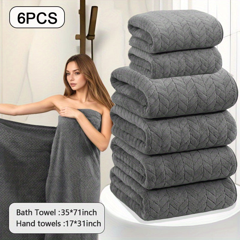Oversized Striped Bath Towel 6pcs, Absorbent And Quick Drying Towel Bath Towel, High Quality Adult Bath Towel, Oversized to Wrap The Body, Suitable for Spa, Hotel, Home, Gift Giving, Spa Towel, Home Bath Towel, Contemporary D