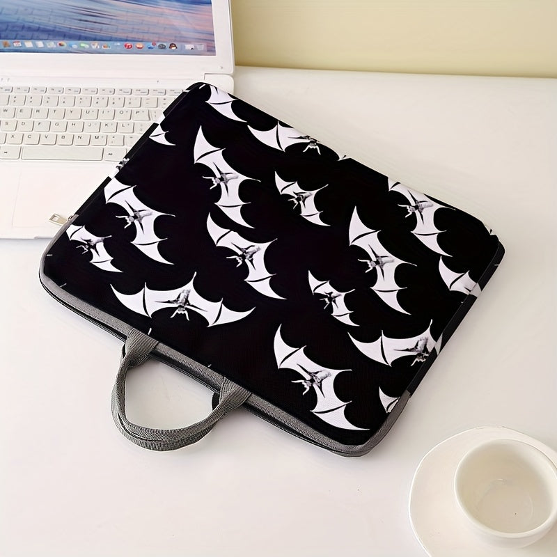 1pc Bat Printed Notebook Computer Bag, Simple Briefcase, Notebook Computer Protective Bag, Laptop Tablet Commuter Briefcase, File Storage Bag