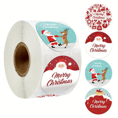 20 Stickers/Pack, Cartoon Christmas Happy Sticker Holiday Gift Decoration Apple Gift Snowflake Santa Claus And Snowman Sticker Sealing Sticker, Navidad, Seal Sticker, Business Commodity Packaging Sealing Stickers, Gift Box De