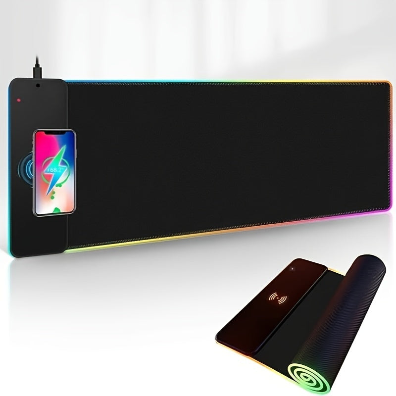 Mouse Pad Mobile Wireless Charger, Mouse Pad, Illuminated RGB, Extra Large, Thick, Non Slip Desk, Computer, Student Laptop, Keyboard Pad, Desk Pad, Game Pad, Large Mousepad, Extra Large Gaming Mouse Pad, Printed Mouse Pad, Fu
