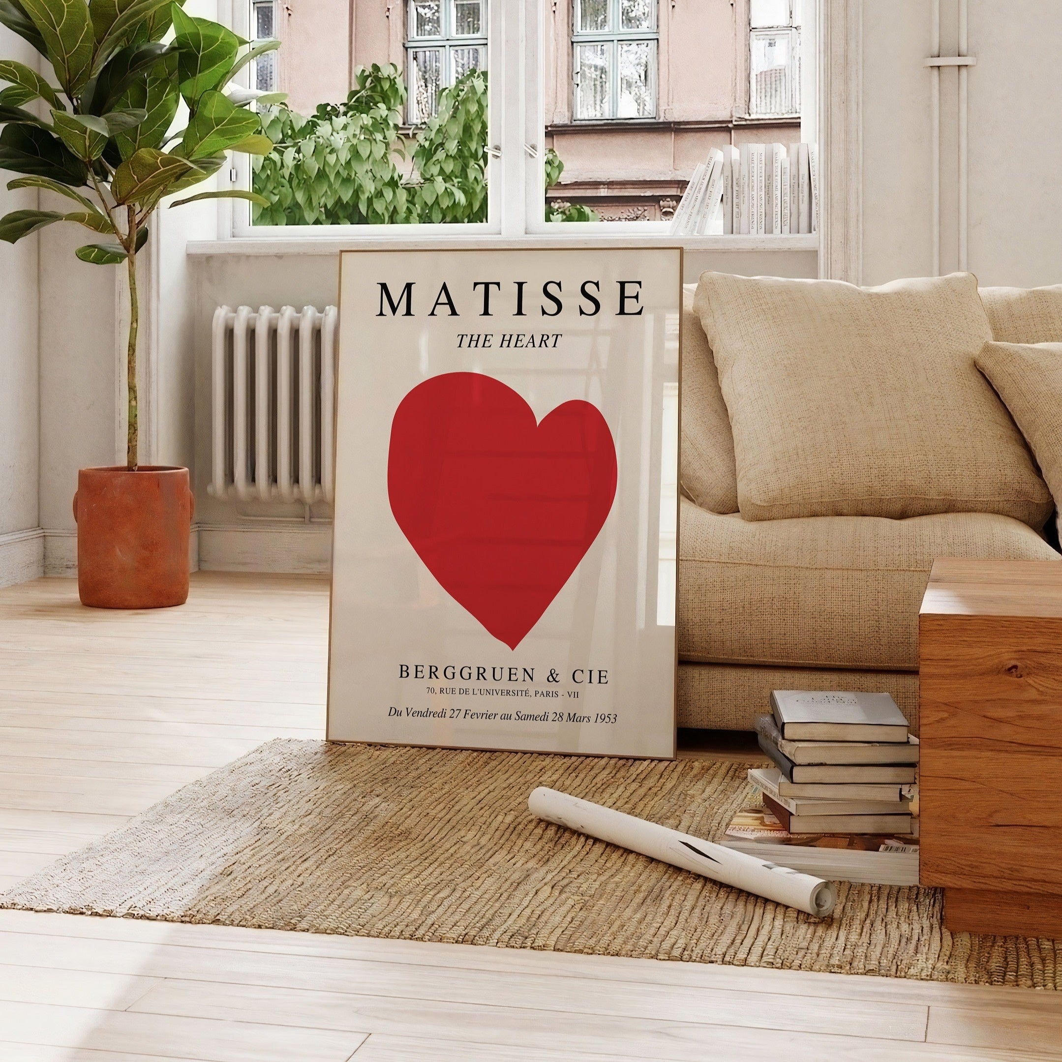 Modern Romantic Love Heart Canvas Art Print - Frameless Wall Decor for Bedroom, Living Room, Kitchen & Hallway - Ideal Home Gift, Perfect for Room Decor