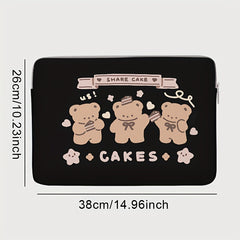 1pc Three Bears Double-sided Printed Notebook Computer Bag, Simple Briefcase, Notebook Computer Protective Bag, Laptop Tablet Commuter Briefcase, File Storage Bag
