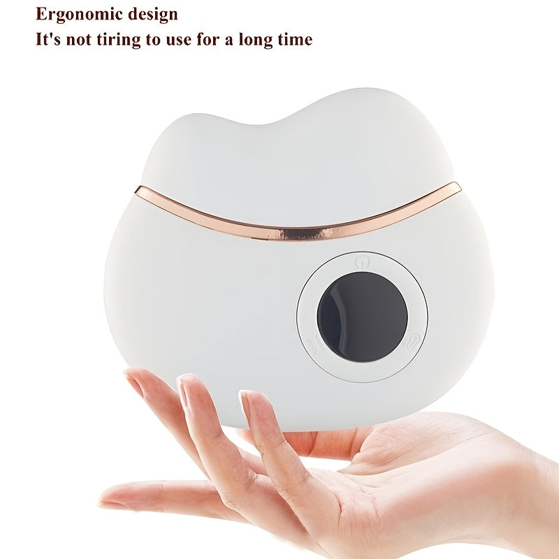Rechargeable Stone Scraping Face & Body Massager - Firming, Lifting Skin Tool with Bi-Stone, Vibration, Heating & Red Light Relax, USB Charging, White & Pink Design