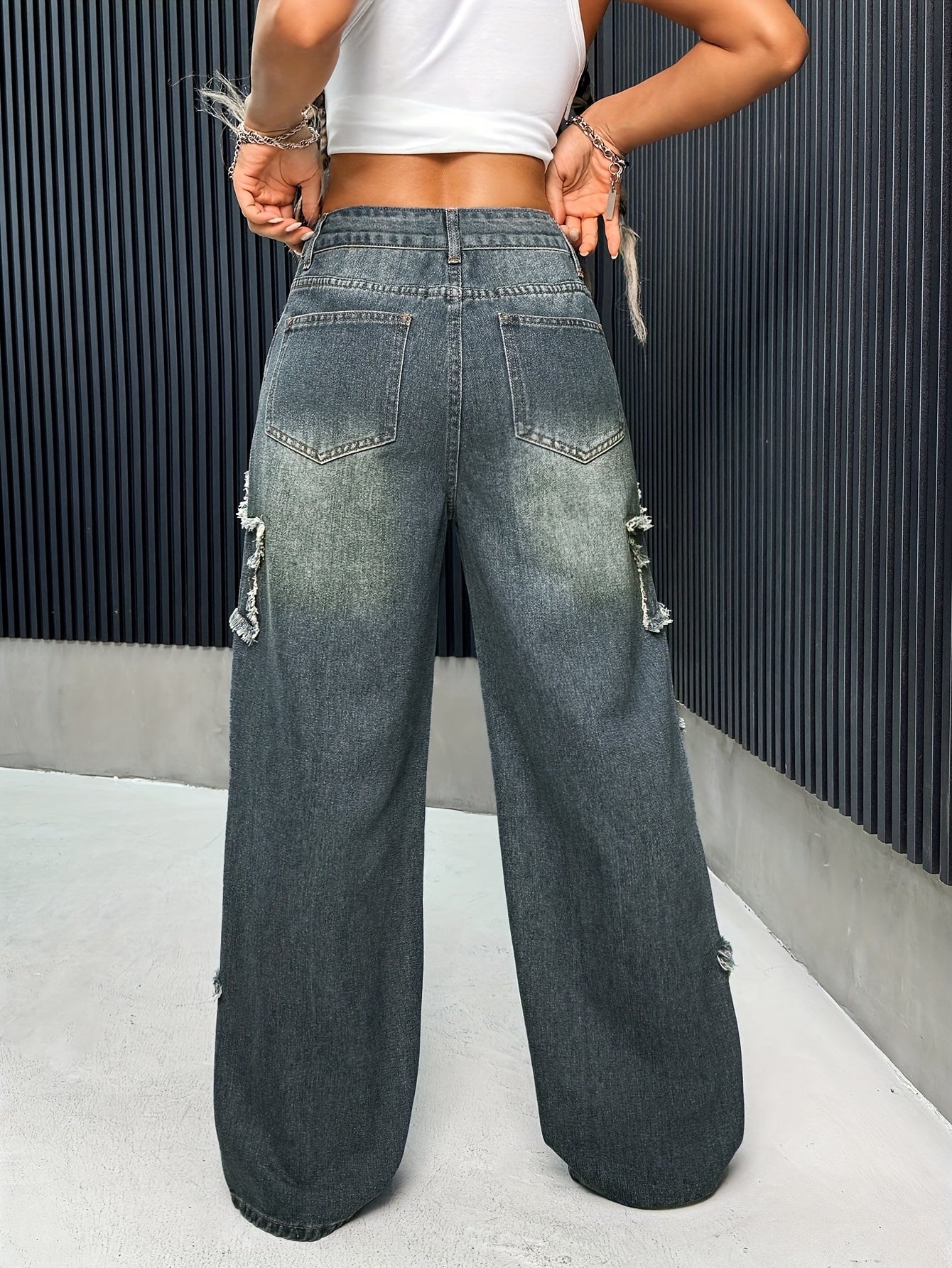 The New Style Of Women'S Straight-leg Wide-leg Embroidered Patch Pants Is Fashionable And Trendy, Featuring Classic All-season Versatile Women'S Pants