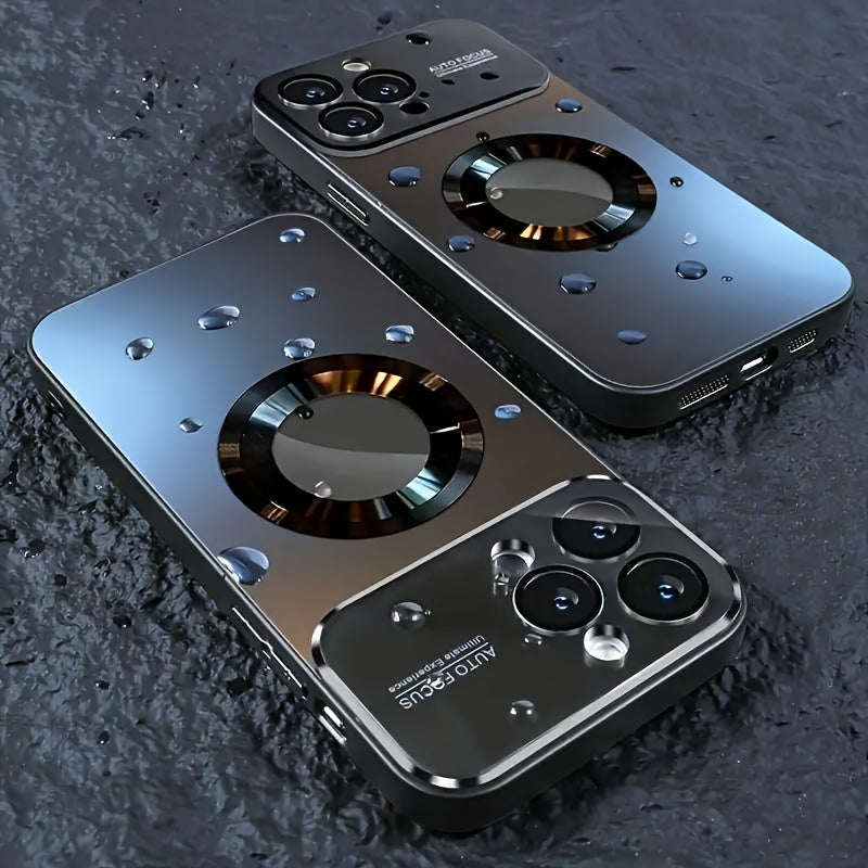 Luxury Matte Magnetic Wireless Charging Phone Case for Iphone 15 14 13 12 11 Pro Max 15 Pro Case with Glass Lens Protector Soft Bumper Shockproof Cover