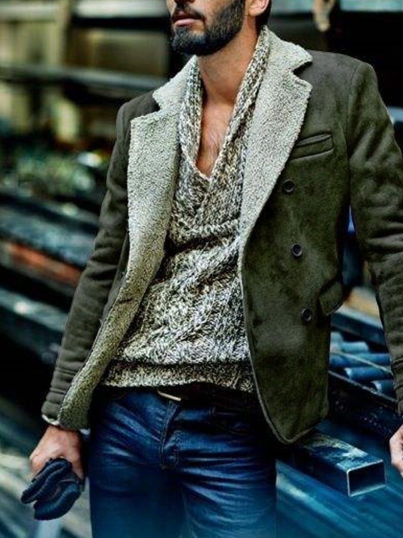 Men'S Luxury Fur-Trimmed Jacket - All-Season Warm Coat with Lining, Classic Collar & Button Closure, Mature Style Winter Outerwear for Formal & Casual Occasions, Durable & Easy-Care (Regular Fit) - European-Inspired Men'S Out