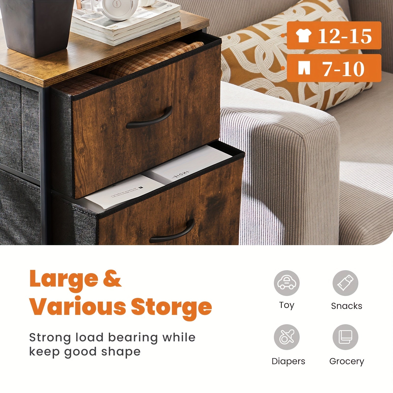 ANTONIA Classic 4-Drawer Dresser with Metal Frame & Wood Top - High-Density Fiberboard, Black Finish, Easy Assembly, 27" Tall Storage Cabinet for Bedroom, Living Room, Entryway - Includes Decorative Lamp & Plant, Bedroom Furn