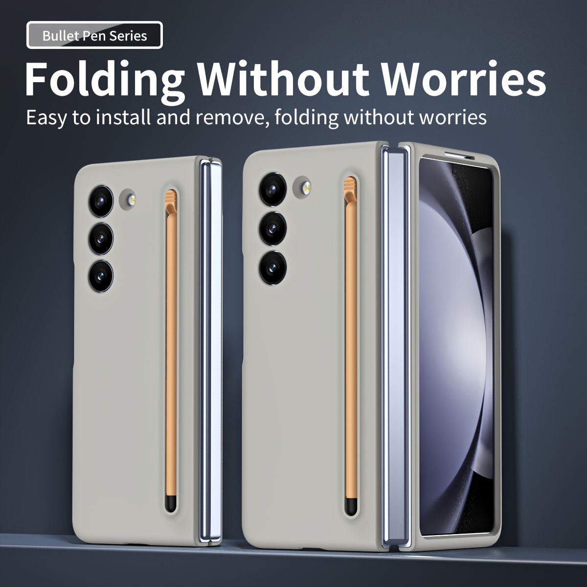 Suitable For Samsung Z Fold5 phone case with Spen Stylus Drop Proof for Samsung Galaxy Zfold 5 Slim folding case with built-in pen slot with stylus