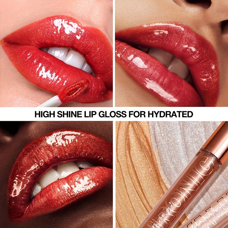 8 Colors Hyaluronic Acid Glitter Lip Gloss, Moisturizing And Nourishing Lip Glaze, Long Lasting Waterproof High Pigmented Lip Gloss Valentine's Day Gifts For Music Festival