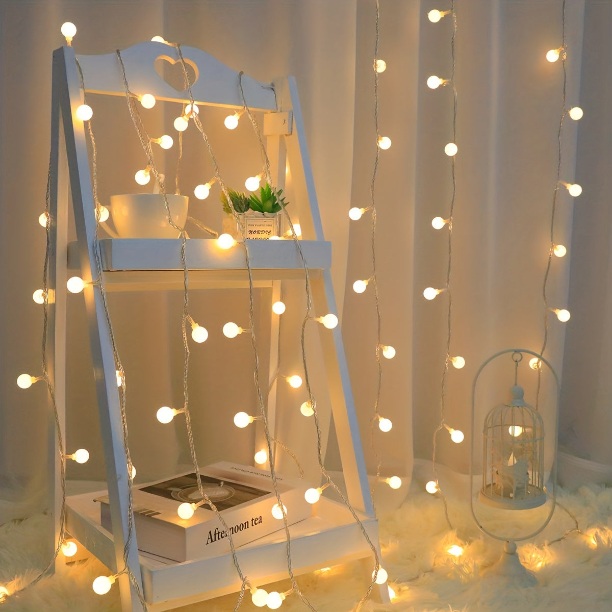 1pc Globe String Light, 10/20/30/40/80 Led Fairy Light, Usb Power, Camping Outdoor Universal Lamp, For Indoor And Outdoor Party Wedding Garden Tree Bedroom Ramadan Valentine's Day Decoration