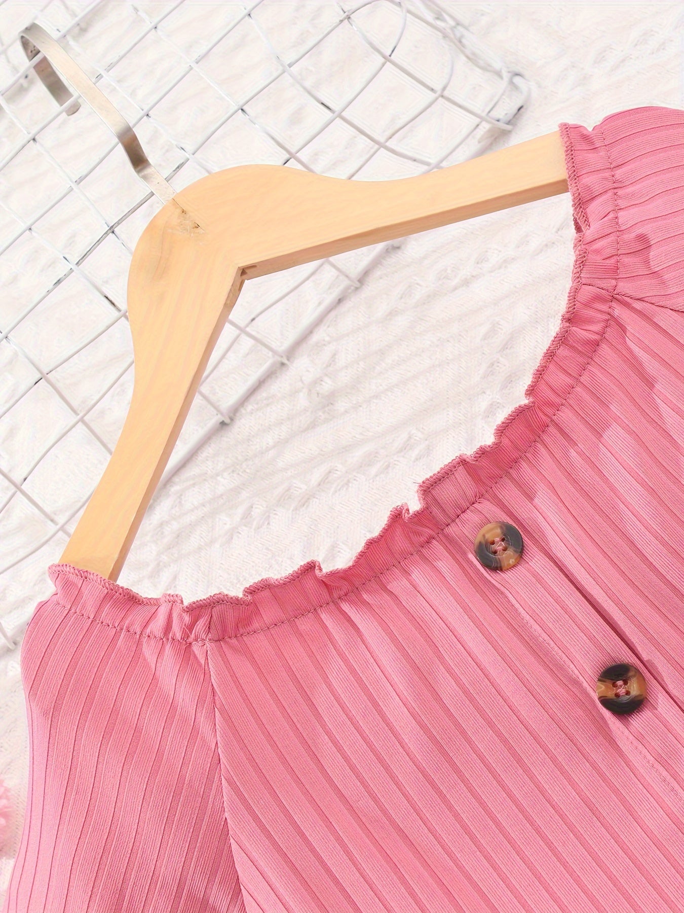 Buy 1 Get 1 Free, total of 2 PCS Adorable Girls' Puff Short Sleeve T-Shirt Top + Striped Pants Set - Soft, Breathable, and Comfortable - Perfect for Spring, Fall, and Christmas Gift Ideas