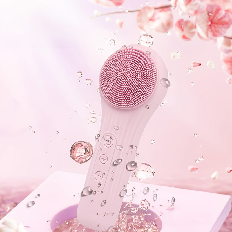 Electric Facial Cleansing Brush with Vibration, Silicone & Plastic, Unscented, USB Rechargeable with 600mAh Lithium Battery, Multi-Purpose Body Massager & Cleaner, with Ideal Home Beauty Gift