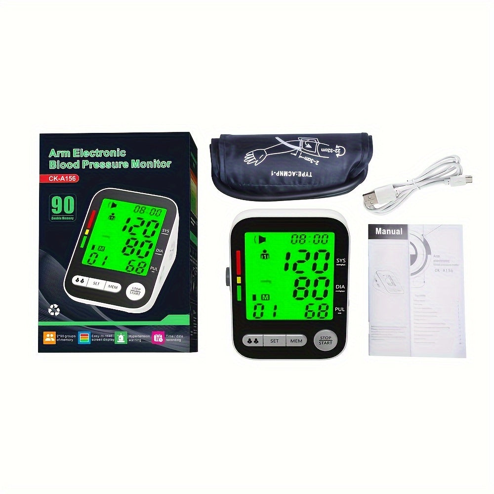 CHANG KUN Rechargeable Automatic Upper Arm Sphygmomanometer, Blood Pressure Monitor with Heart Rate, Three-color Backlit Display And Voice, with Large 8.7"-15.7" Adjustable Cuff, Health Tracking, Voice Alert, Adjustable Fit,