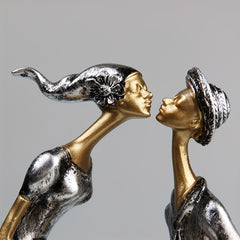 1pc, Elegant Romantic Couple Sculpture, Resin Craft, Creative Living Room TV Cabinet Bedroom Decor, Modern Home Decor