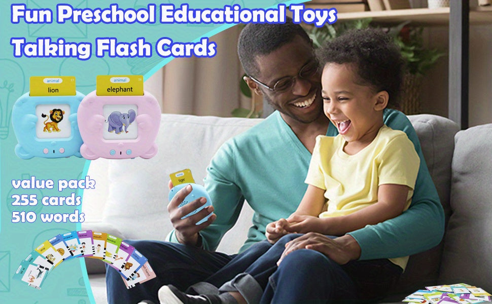 510 Words Alphabet Talking Flash Cards - Interactive Educational Learning Toys for Boys and Girls, Birthday Gifts for Kids, Preschool Speech Development, Halloween and Christmas Gift Ideas