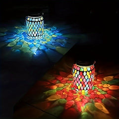 1pc Solar-Powered Mosaic Outdoor Hanging Lantern - Rechargeable, Waterproof, Ambient Lighting, Table Lamp, Night Light, Decorative Lamp for Garden, Patio, Party, Yard, Outdoor and Indoor Decorations