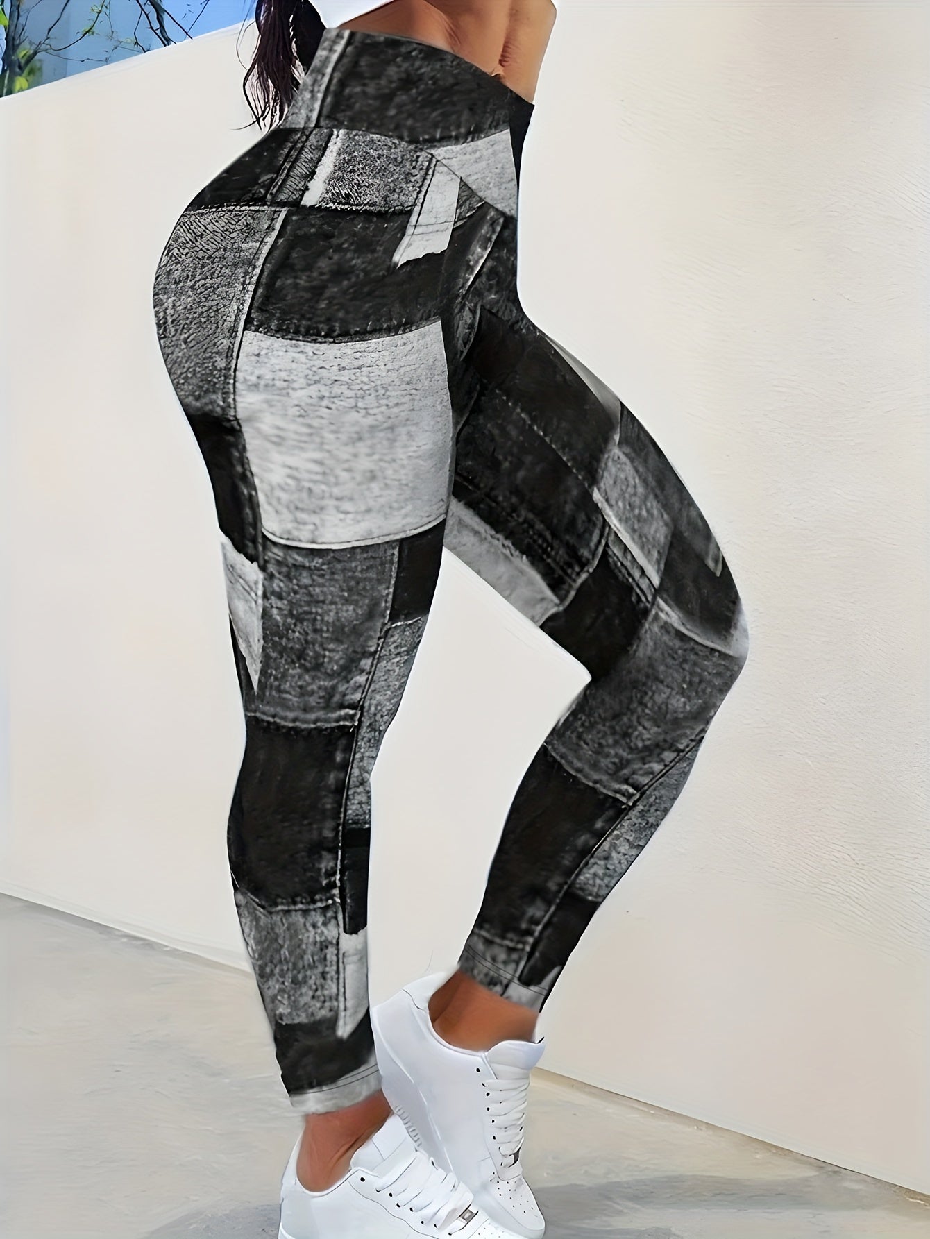 Women's Outdoor Sports Recommended Plaid Print Long Pants, Polyester and Elastane Blend, Machine Washable - Spring/Summer, 2024 Hot Deal, Plaid Print, Outdoor Sports, Women's Pants