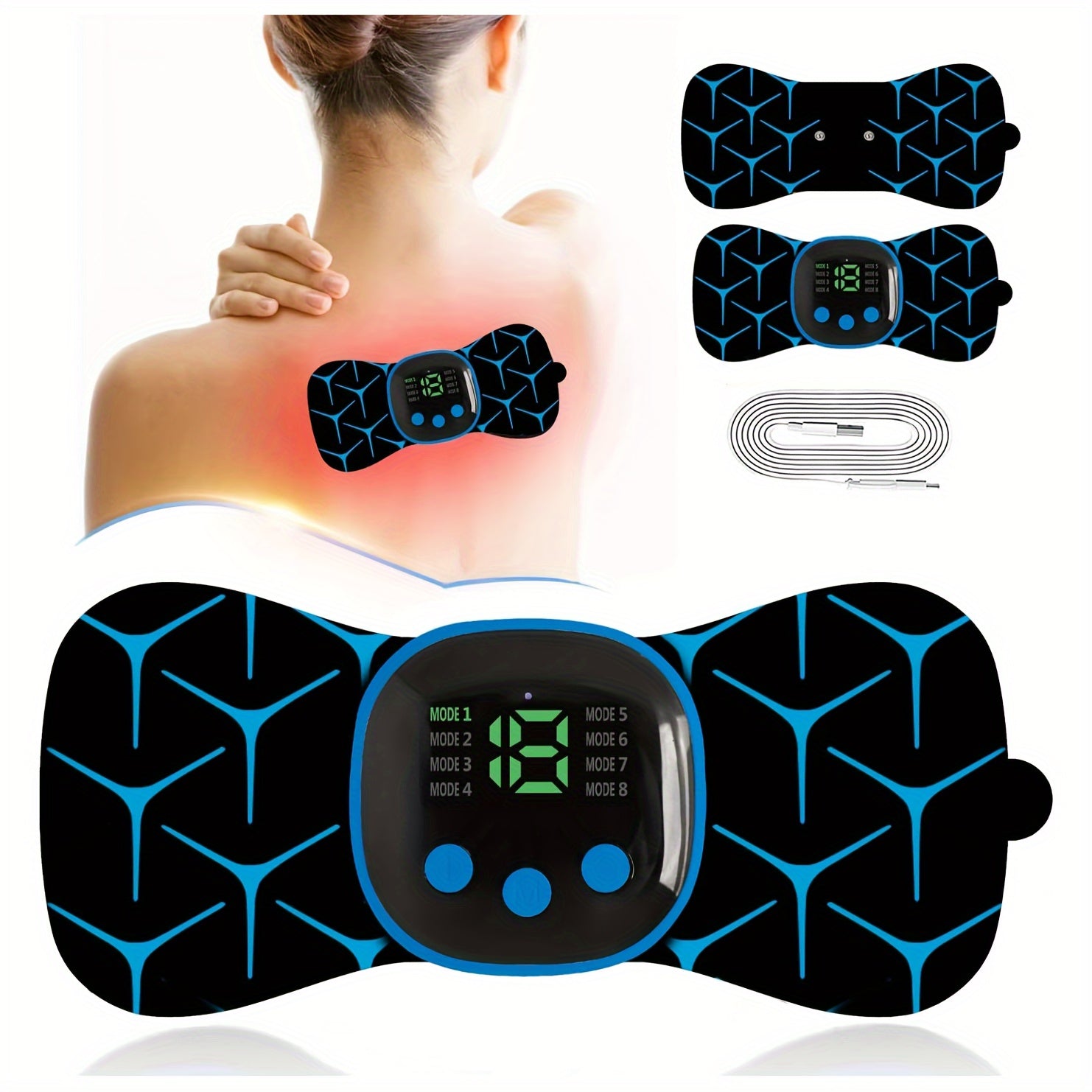Portable Body Massager, Wireless TENS Machine for Pain Relief, Nerve Muscle Stimulator, Mini Pad Unit for Neck Back Waist Aches, Easy Use at Home/Office