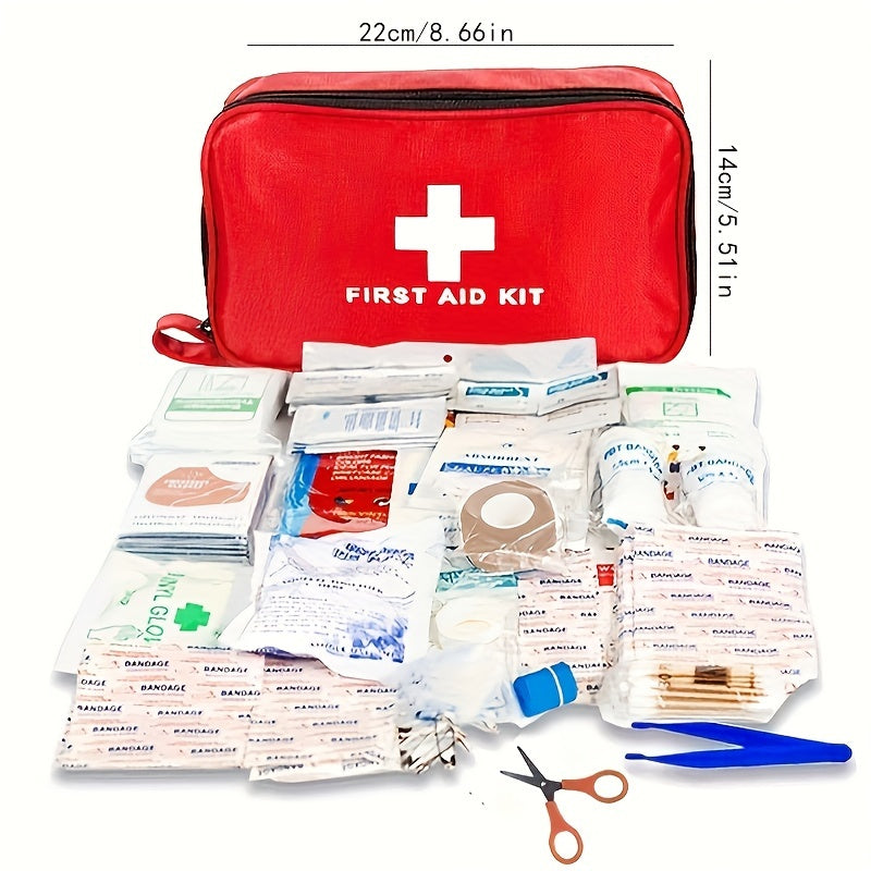 188/208pcs Multifunctional First Aid Kit with Portable Bag - Suitable for Outdoor Adventure, Hunting, Hiking and Camping - Includes Scissors, Gloves, Tape and Other Camping Equipment as well as First Aid Supplies