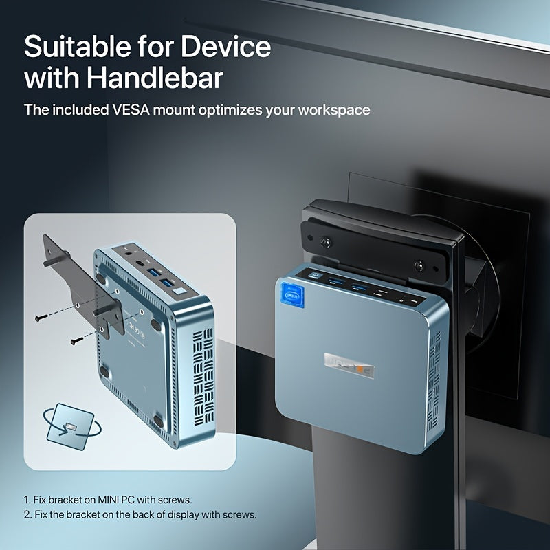 PELADN Mini PC, WI-6 Mini Computer with Intel N150/N100/N95 Processor (Up to 3.4GHz), 16GB DDR4 RAM, 512GB M.2 SSD, 4K@60Hz/WiFi5/BT4.2/Type-C/Dual Display, Desktop Workstation