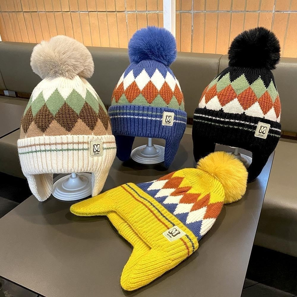 Nouveau haute qualité 2-5 ans bébé tricoté chapeau chaud épaissir enfants cache-oreilles casquette coupe-vent tricoté laine chapeau automne hiver