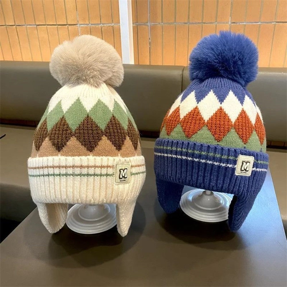 Nouveau haute qualité 2-5 ans bébé tricoté chapeau chaud épaissir enfants cache-oreilles casquette coupe-vent tricoté laine chapeau automne hiver