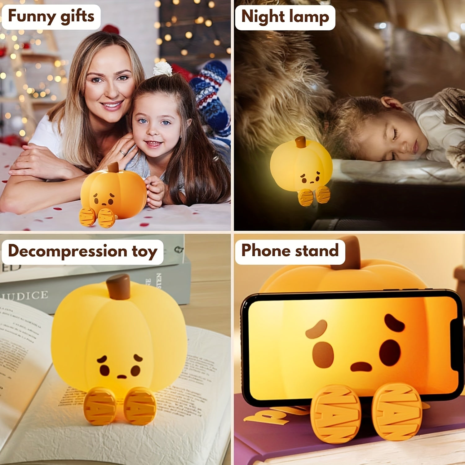 Cute Pumpkin Night Light, General Novelty Lighting, Halloween Decoration Toy, Suitable For Lighting Up The Room, Bedside Table Night Light, Home Bedroom Living Room Decoration.