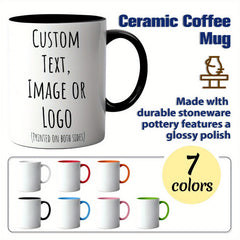 1 Custom Mug 11oz - Personalized coffee mug with custom photo, text and logo - 100% food safe, dishwasher and microwave safe - Perfect gift for Christmas, Mother's Day, Father's Day, couples, men and women - Unique and though