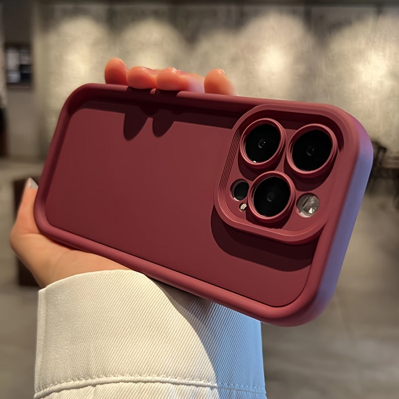 Luxurious Solid Color Shockproof Phone Case Compatible with Apple Iphone 15, 14, 13, 12, 11 Pro Max, 14, 15 Plus, Featuring Camera Protection And Accessory Coverage.