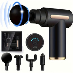 Home Convenient USB Rechargeable 7-speed Body Massager, Adjustable Multifunctional Body Fascia Gun, Fascia Electric Massager, Deep Tissue Impact Electric Muscle Massager, 4 Replaceable Massage Heads, Portable Handheld Ultra Q
