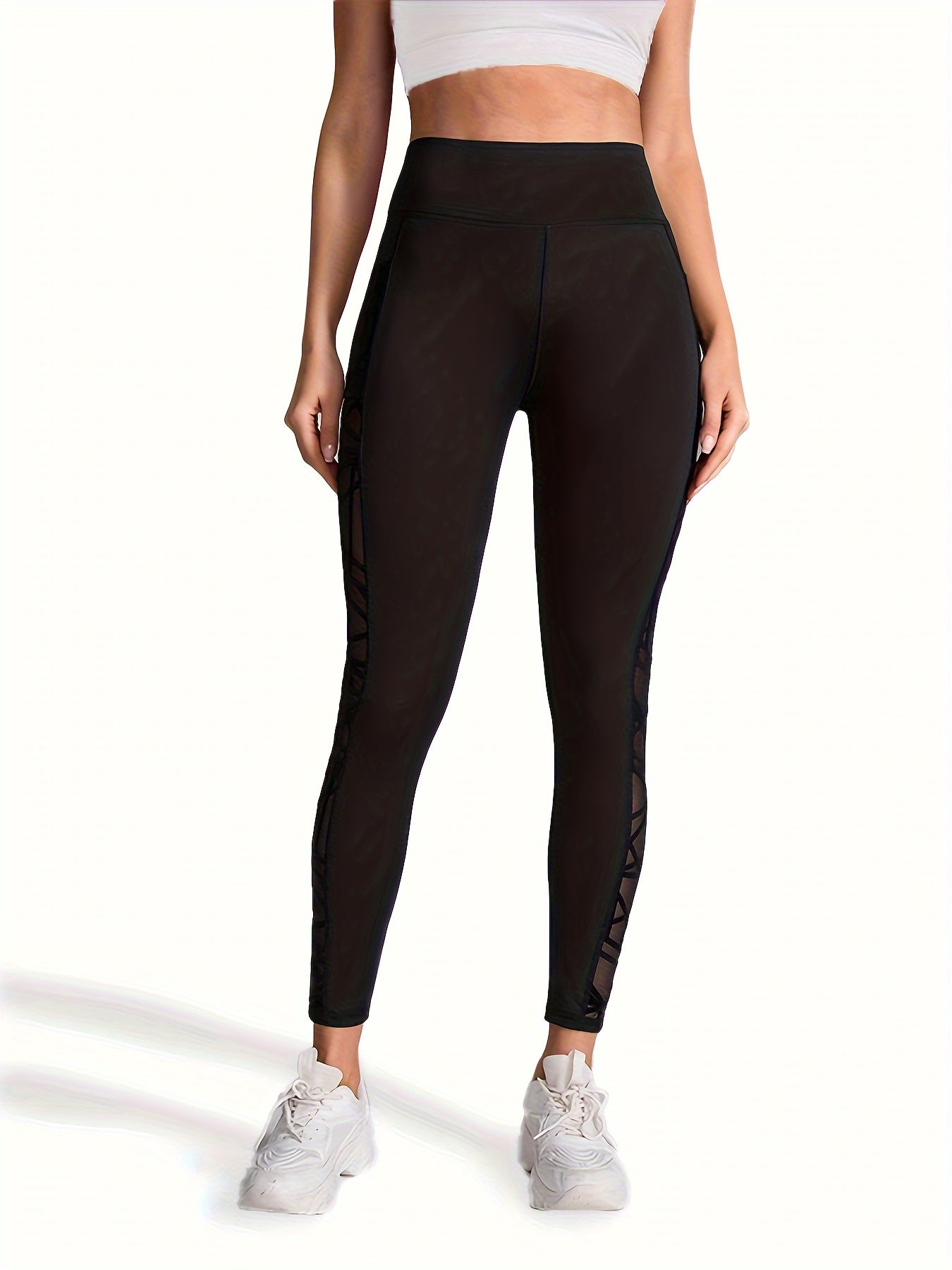 Women's Sports Yoga Leggings, Butt Lifting Mesh Stitching Pockets Sports Pants, Tight Leggings, Sports Pants, Women's Pants