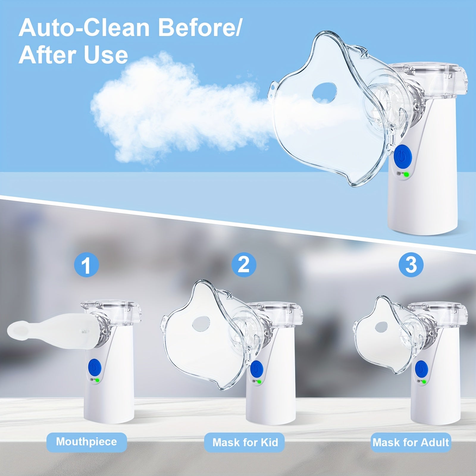 Portable Handheld Mesh Nebulizer, Medical Grade Mute Particulate Nebulizer, Suitable for Asthma, Cough, Bronchitis, Including Adult Mask & Bite Mouthpiece, Suitable for The Elderly, Adults And Children Is A Must for Travel Ho