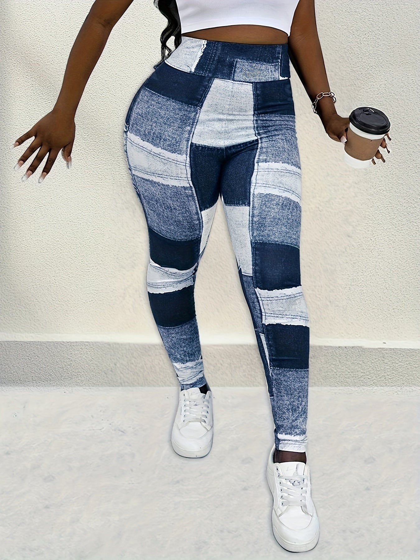 Women's Outdoor Sports Recommended Plaid Print Long Pants, Polyester and Elastane Blend, Machine Washable - Spring/Summer, 2024 Hot Deal, Plaid Print, Outdoor Sports, Women's Pants