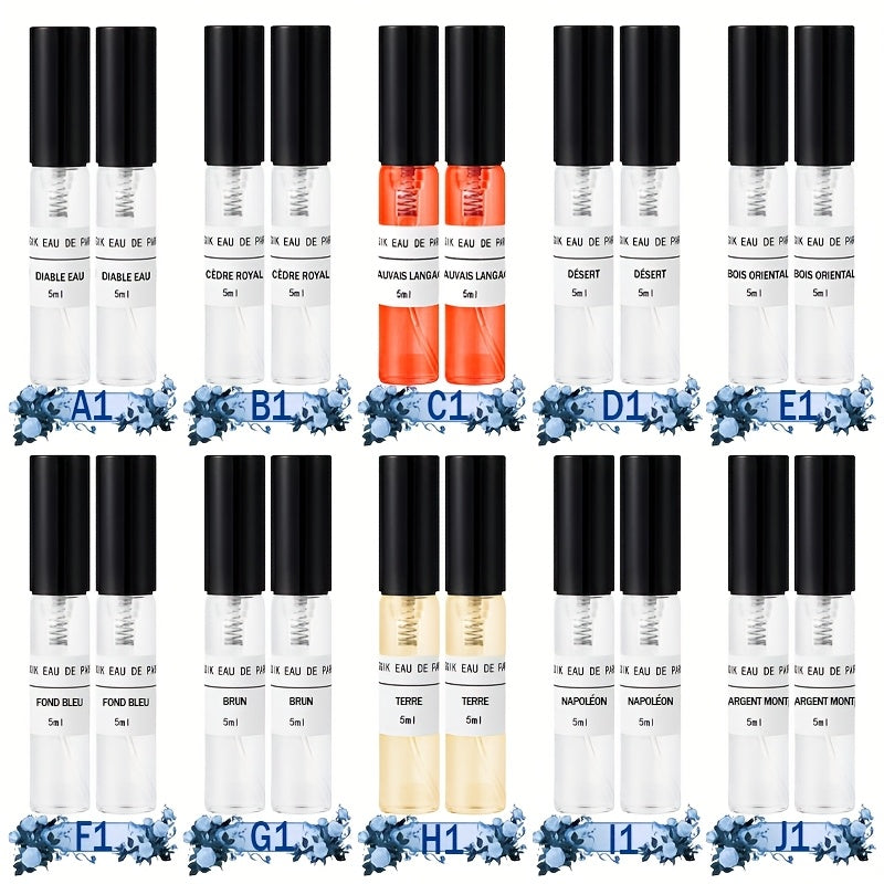 20 Pack Perfume Gift Set For Woman, Perfume De Hombre Set, 0.17oz Mini Perfume, Travel Perfume, Long-lasting Fragrance, Floral Oriental Fruity Fougere Green Chypre Aromatic New Year Perfume Gift Must Haves Cheap Girly Stuff U