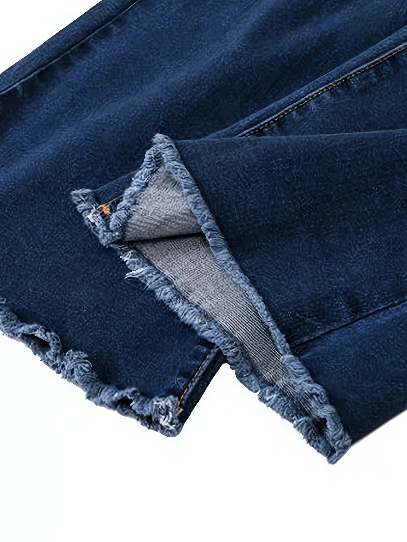 Vegan High Stretch Skinny Jeans, Slim Casual Jeans, Women'S Jeans And Clothing, Elastic Waist Flare Hole Rough Side Plus Size Jeans, Hip Lifting Comfortable Women'S Pants