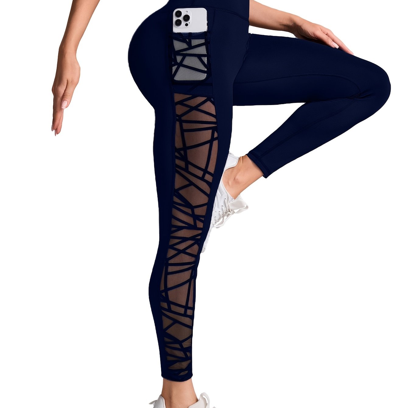 Women's Sports Yoga Leggings, Butt Lifting Mesh Stitching Pockets Sports Pants, Tight Leggings, Sports Pants, Women's Pants