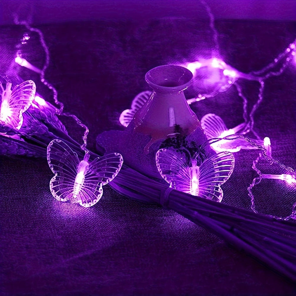 1pcs LED Christmas Light, LED Decorative Fairy String Light, 21.3ft/6.5m Butterfly Curtain Light, 8 Modes Twinkle String Light, Remote+ USB Powered Window Fairy Light, Holiday Wedding Party Bedroom Patio Decorative Light