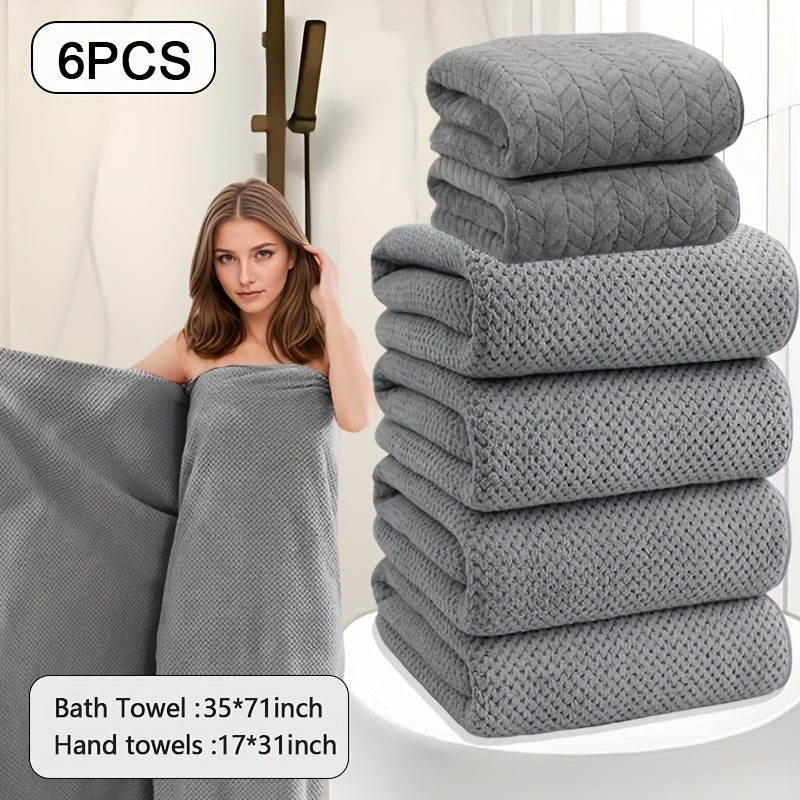 Oversized Striped Bath Towel 6pcs, Absorbent And Quick Drying Towel Bath Towel, High Quality Adult Bath Towel, Oversized to Wrap The Body, Suitable for Spa, Hotel, Home, Gift Giving, Spa Towel, Home Bath Towel, Contemporary D