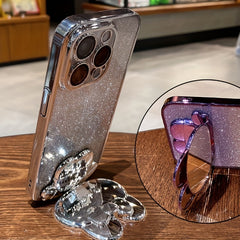 [Romantic iPhone Case] Apple iPhone 15/14/13/12/11Pro max Case, 1 Deluxe Electroplated | Romantic Cute Bunny Phone Holder and Hidden Holder - Shockproof Ultra-thin Protection, Easter - Valentine's Day Gift