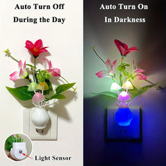 Plug-in Night Light with Auto Light Sensor, LED Mushroom Night Light Wall Based Flower Lamp Night Light for Bedroom, Lounge, Hallway and Stairs, Hallway Illumination, Bedroom Lighting, Aesthetic Lighting, Decorative Lamp, Ene
