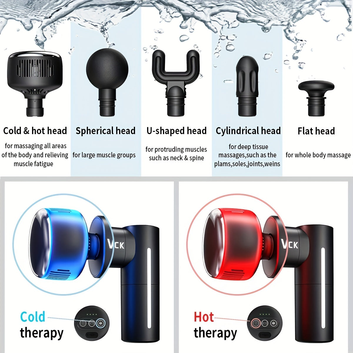 Massage Gun For Deep Tissues, Body Massager, Handheld Deep Tissue Heating Massage Tool For Neck And Back
