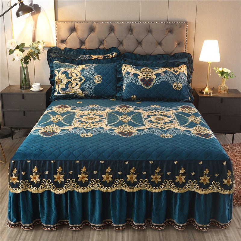 Single Piece Short Plush Bed Cover