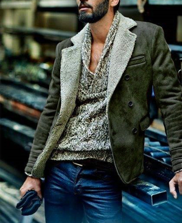 Men'S Luxury Fur-Trimmed Jacket - All-Season Warm Coat with Lining, Classic Collar & Button Closure, Mature Style Winter Outerwear for Formal & Casual Occasions, Durable & Easy-Care (Regular Fit) - European-Inspired Men'S Out