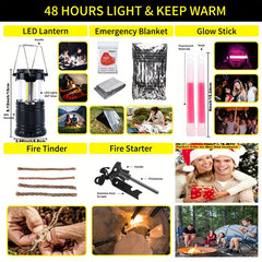 Survival Kit and First Aid kit, 160Pcs Emergency Supplies Camping Accessories With Upgraded Molle Bag, Including Hatchet Shovel Pliers Lantern, Gifts for Men Outdoor Adventure Camping Hiking Hunting